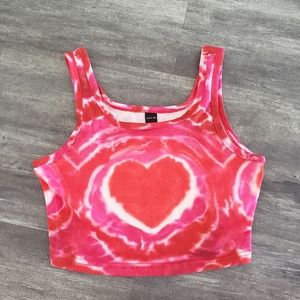 Red Pink Heart SHEIN Cropped Tank